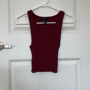 Red Ribbed Crop Top